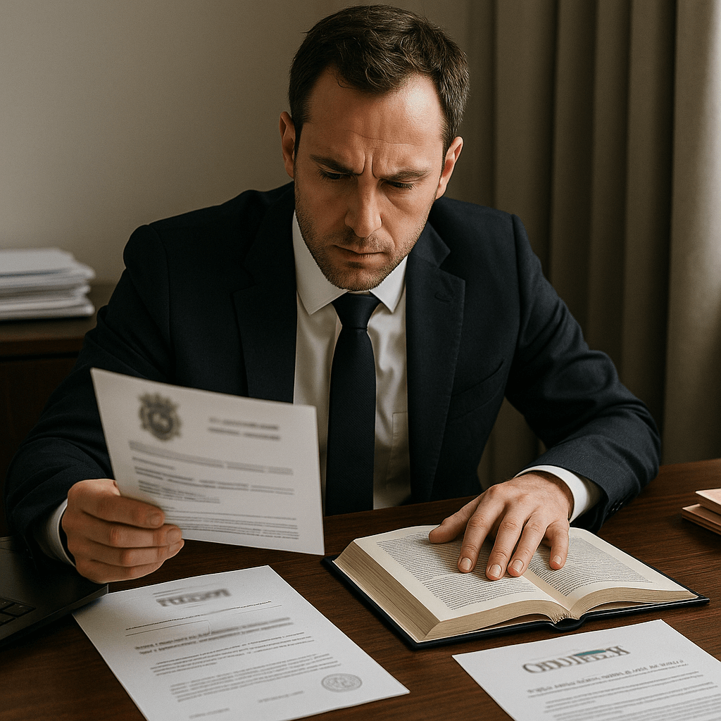 Abogado preparando un caso